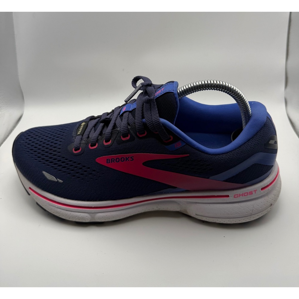 Brooks Ghost 15 GTX Running Shoes Womens 9 Navy Pink Good Waterproof 1203821B460